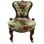 Victorian walnut framed nursing chair