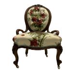 Victorian walnut framed nursing chair