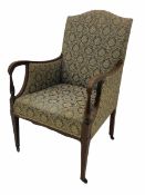 Edwardian inlaid mahogany upholstered chair