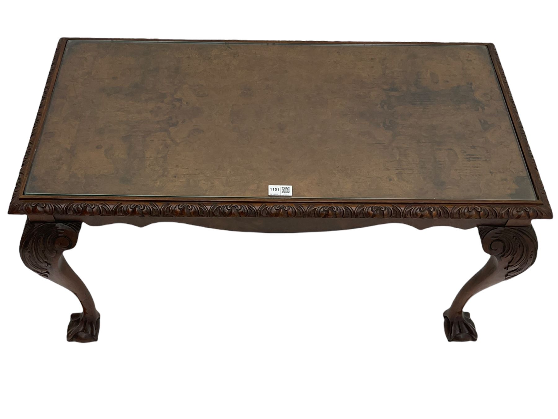 Mid 20th century figured walnut rectangular coffee table - Image 2 of 3