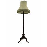 Early 20th century mahogany standard lamp with shade