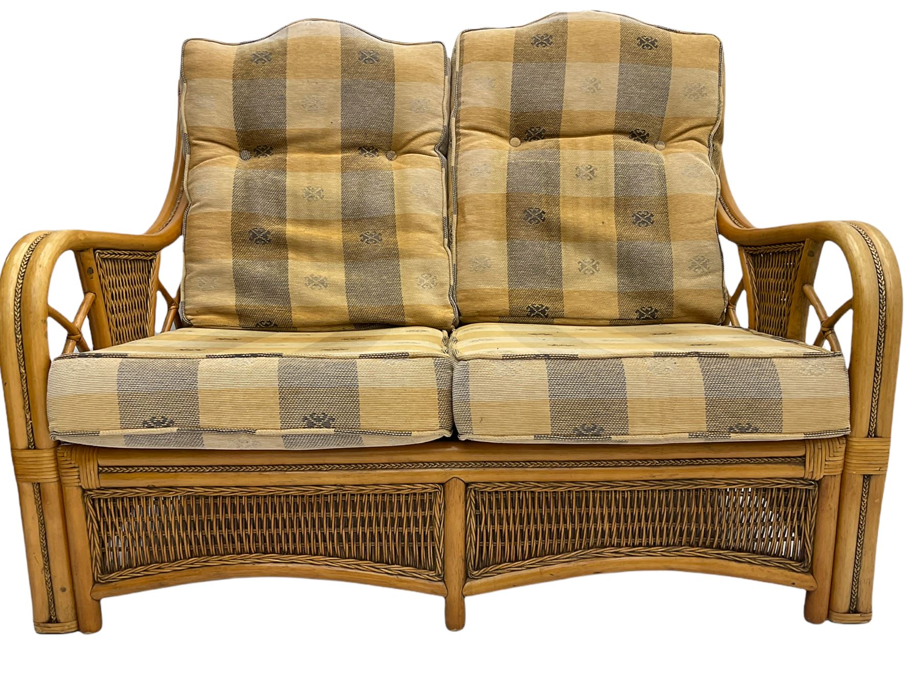 Two seat bamboo and cane conservatory sofa - Image 2 of 12