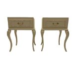 Pair cream and gilt bedside lamp tables