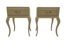 Pair cream and gilt bedside lamp tables