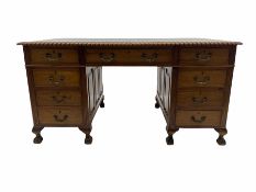 Early to mid 20th century mahogany twin pedestal desk