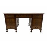 Early to mid 20th century mahogany twin pedestal desk