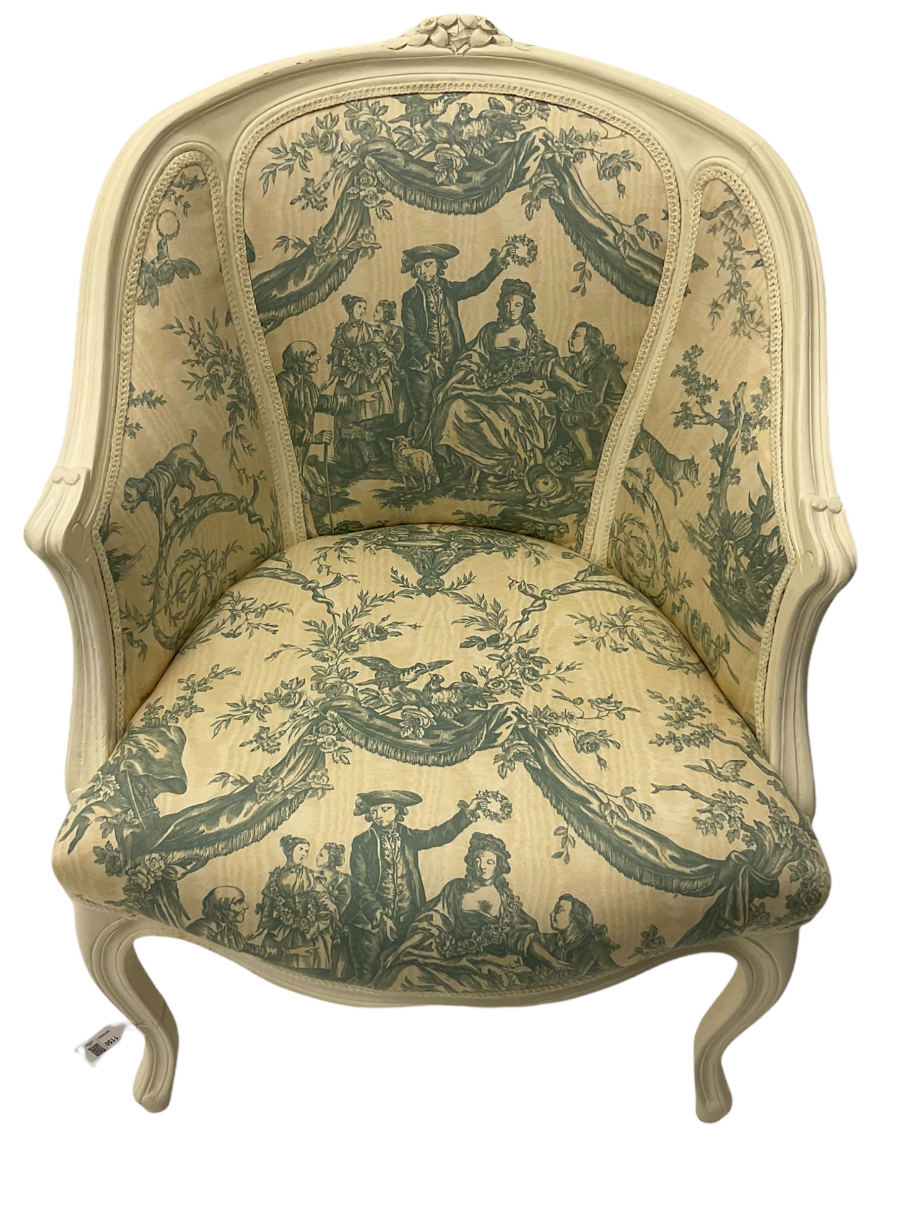 French style cream painted armchair - Image 3 of 3