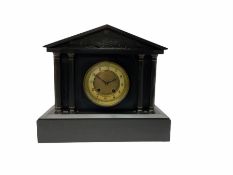 A late 19th century Belgium slate mantle clock with a French 8-day rack striking movement striking t