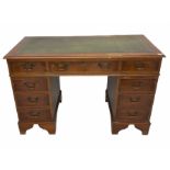 Reproduction yew wood twin pedestal desk