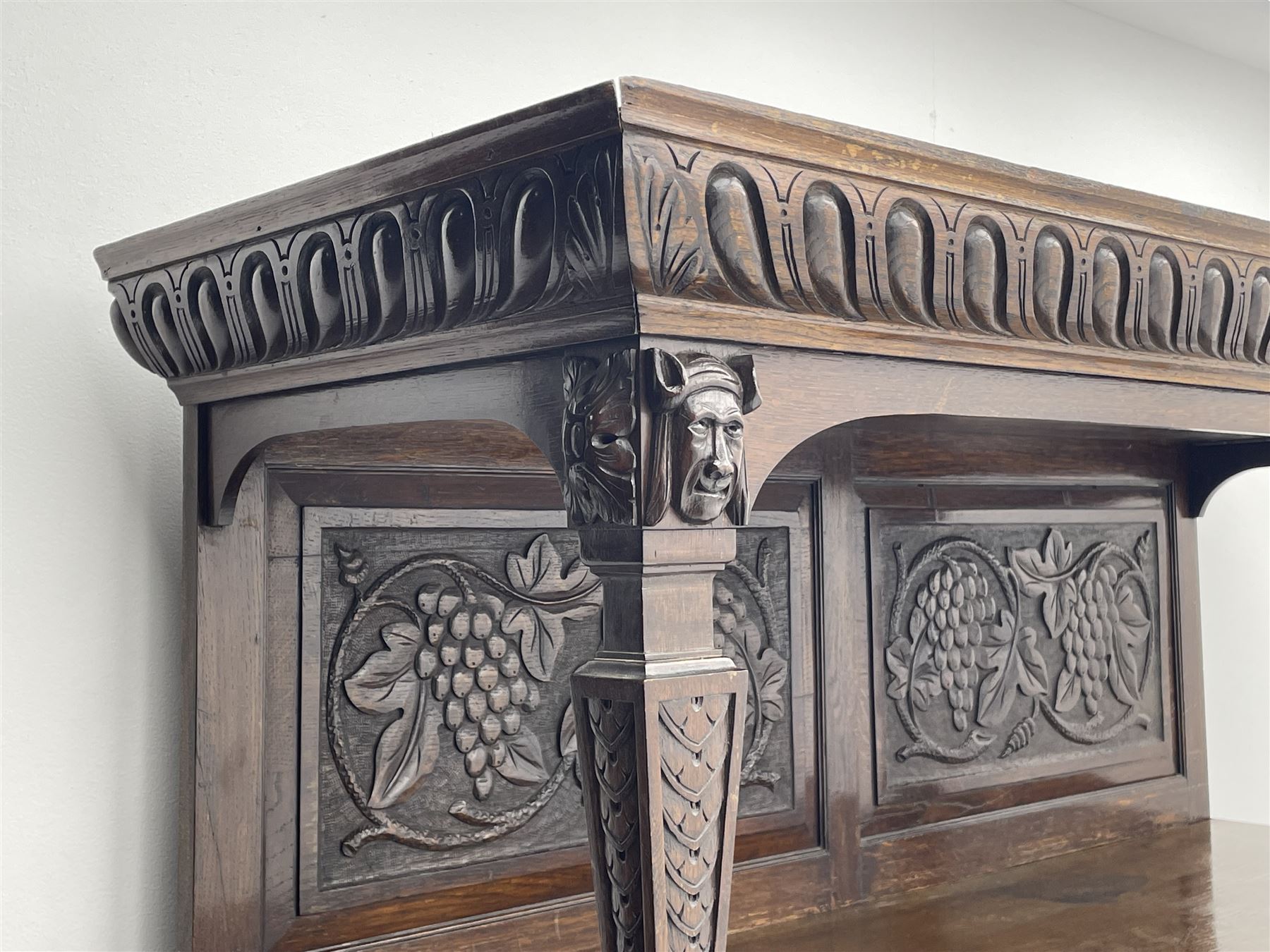 Victorian heavily carved oak buffet cabinet - Image 3 of 6