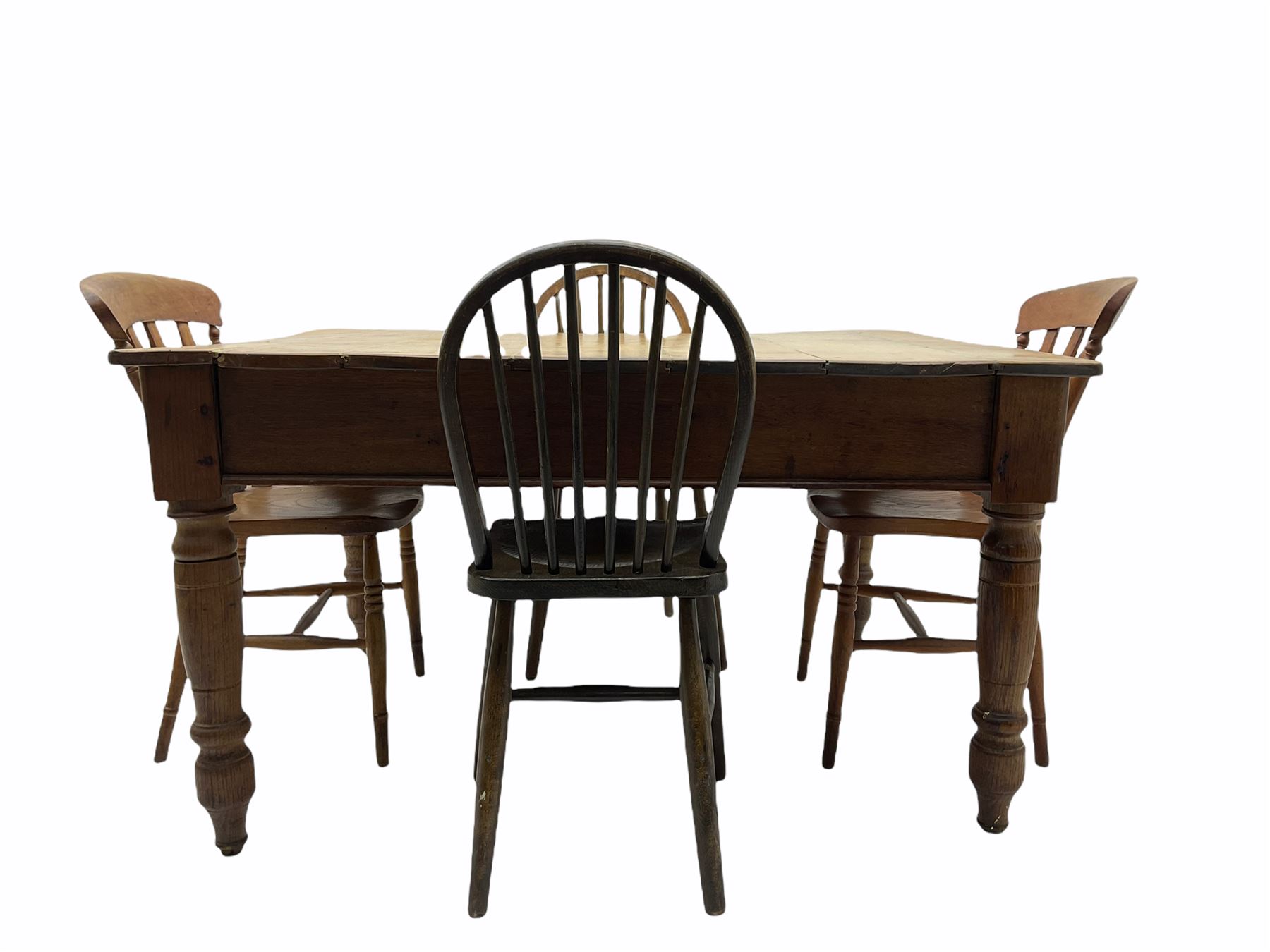 19th century oak and sycamore kitchen table - Image 5 of 8