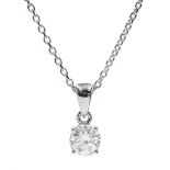 18ct white gold round brilliant cut single stone diamond pendant necklace