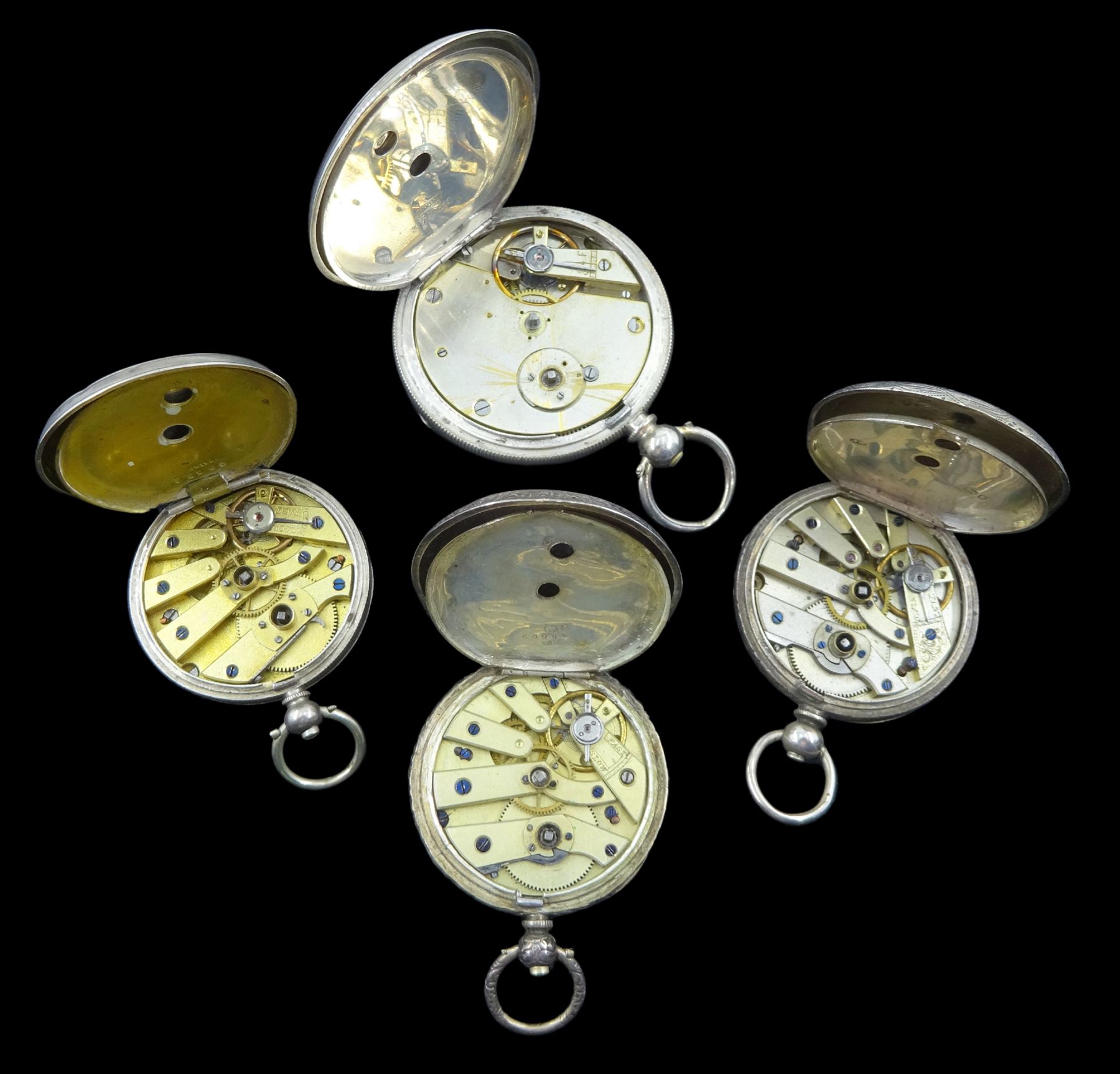 Silver Kendal & Dent pocket watch and three ladies silver cylinder pocket watches - Image 2 of 2