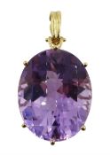 9ct gold oval briolette cut amethyst pendant