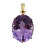 9ct gold oval briolette cut amethyst pendant