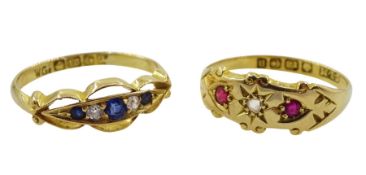 Early 20th century 18ct gold sapphire and diamond five stone ring