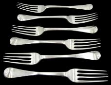 Set of six Victorian silver Old English and Pip pattern forks by William Robert Smily