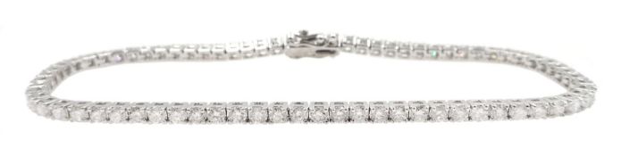 White gold round brilliant cut diamond line bracelet
