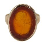 Victorian rose gold carnelian intaglio ring