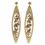 Pair of 9ct yellow and Welsh rose gold 'Tree of Life' pendant stud earrings by Clogau