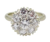 18ct white gold eight stone round brilliant cut diamond cluster ring