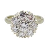 18ct white gold eight stone round brilliant cut diamond cluster ring