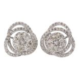 Pair of 18ct white gold round brilliant cut diamond cluster stud earrings