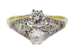 Early-mid 20th century two stone diamond ring