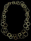 9ct gold link long necklace chain consisting of textured circular link and polished oval links