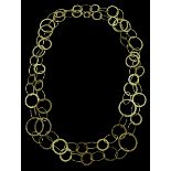 9ct gold link long necklace chain consisting of textured circular link and polished oval links