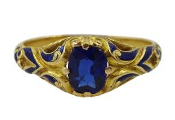 19th/early20th century Continental 18ct gold synthetic sapphire ring