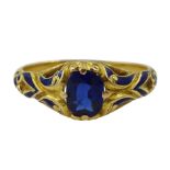 19th/early20th century Continental 18ct gold synthetic sapphire ring