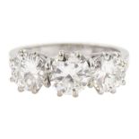 18ct white gold three stone diamond ring