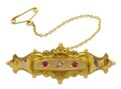 Early 20th century 9ct gold diamond and pink stone set brooch