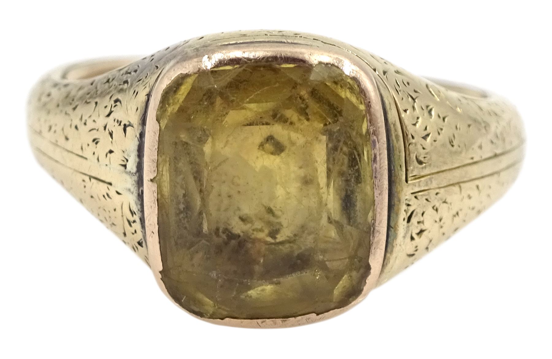 19th century gold single stone citrine ring