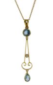 Early 20th century blue stone and seed pearl pendant