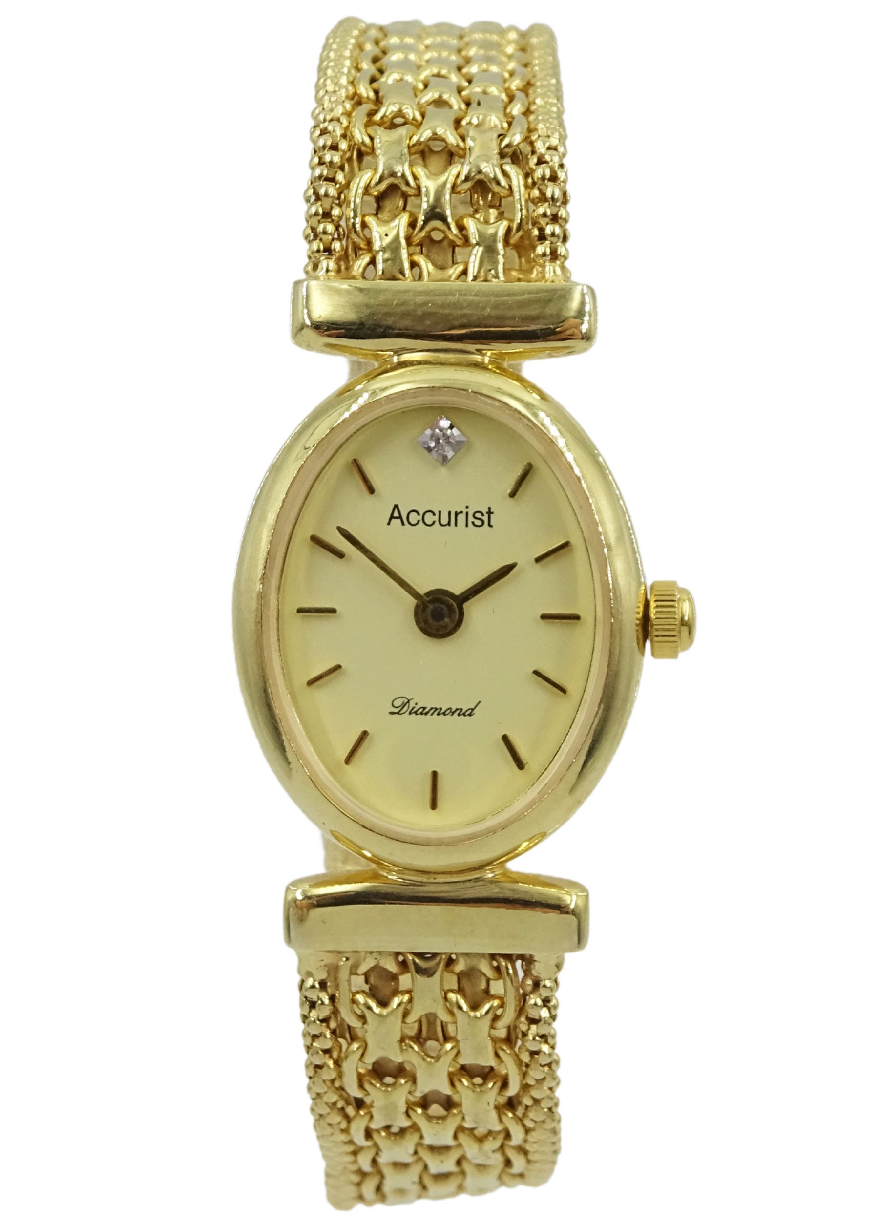 Accurist Diamond ladies 9ct gold quartz bracelet wristwatch