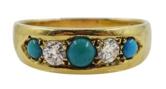 Early 20th century five stone turquoise and diamond ring