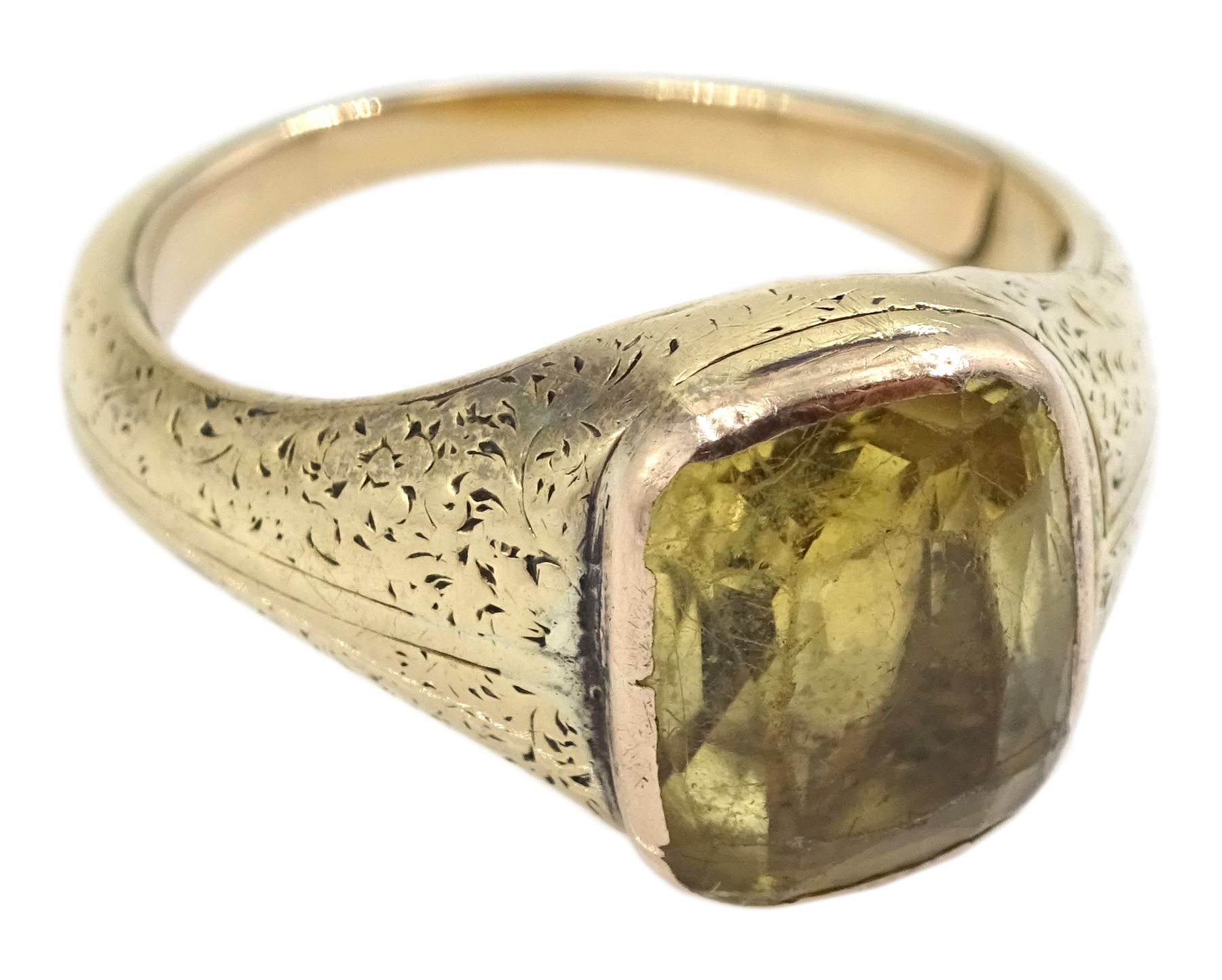 19th century gold single stone citrine ring - Image 3 of 4