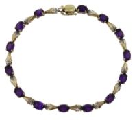 9ct gold amethyst and diamond bracelet