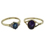 Gold cabochon Blue John ring a gold blue topaz and diamond cluster ring