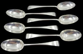 Set of six silver dessert spoons