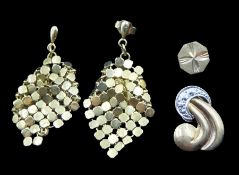 Pair of gold tassel stud earrings