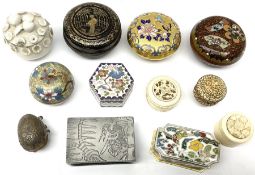 Group of snuff and other boxes of various form