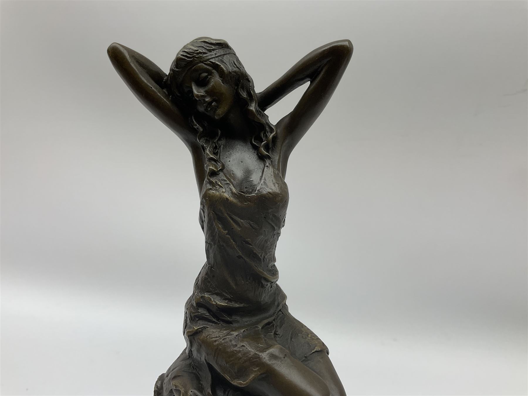Art Deco style bronze modelled as a female figure seated upon a chair - Image 2 of 8