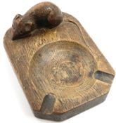 'Mouseman' oak ashtray