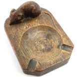 'Mouseman' oak ashtray