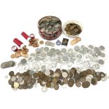 Coins including small number of Great British pre 1947 silver threepence pieces