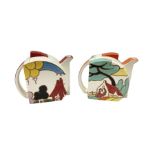 Two Wedgwood Clarice Cliff Bizarre stamford teapots