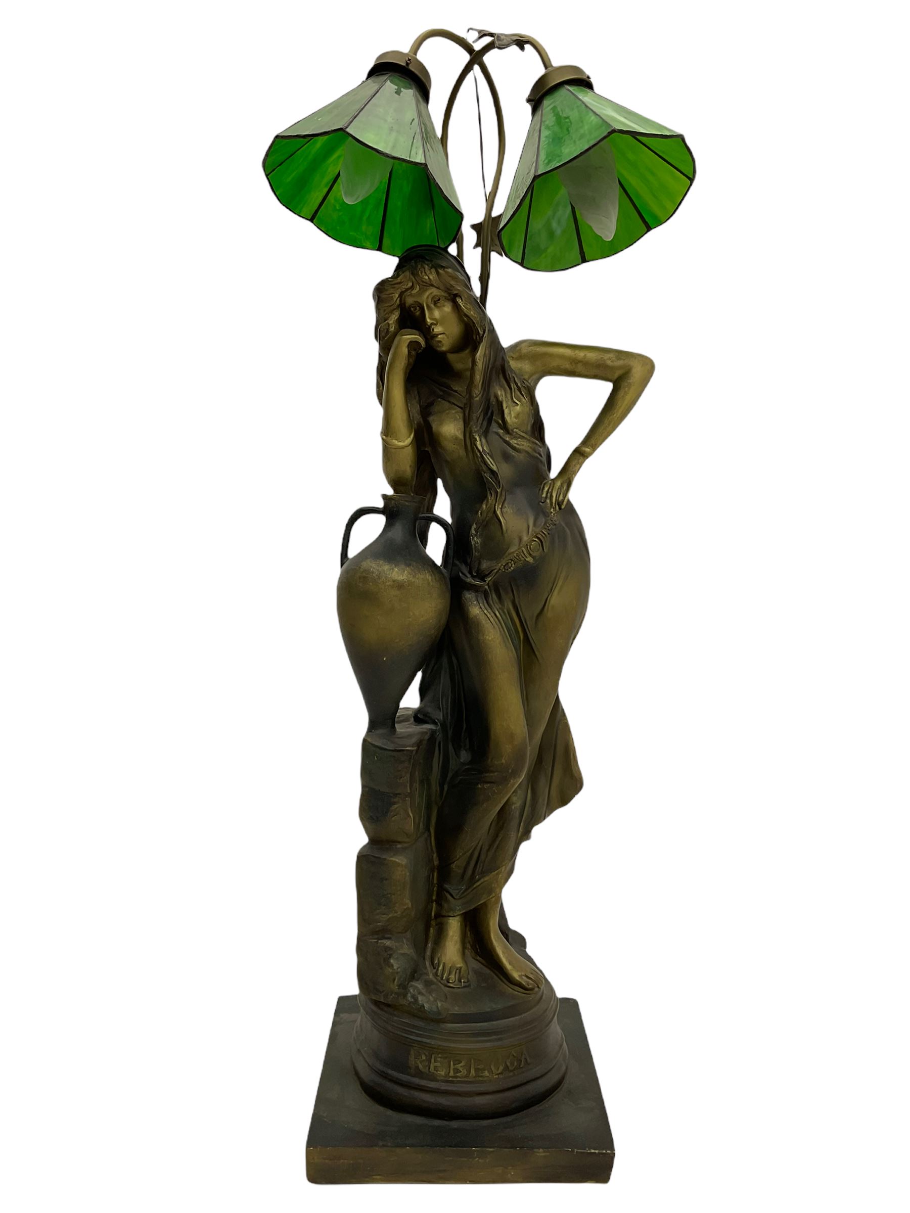 Large Italian style figural lamp depicting Rebecca with urn